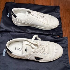 Prada Cream Leather Sneakers